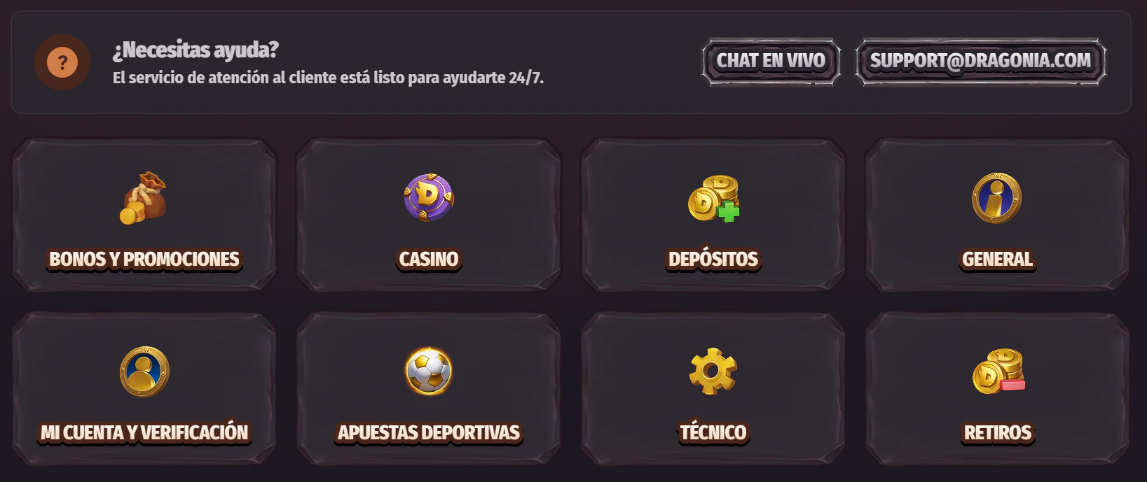 Atención al cliente en Dragonia Casino